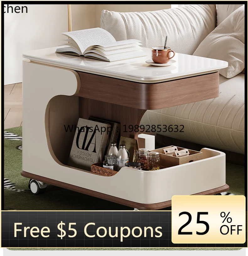 

WW trolley living room dual-purpose mobile folding snack trolley lifting coffee table