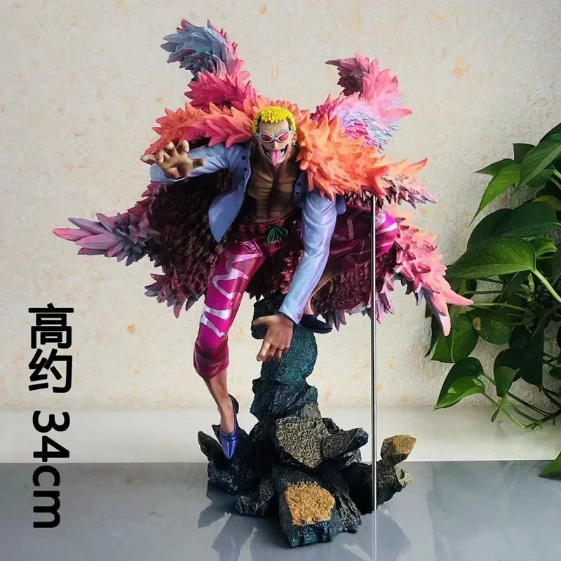 34cm One Piece Donquixote Doflamingo Creative Cartoon Action Figures Model Doll Toys Ornaments Kids Xmas Gifts Collectible Desk