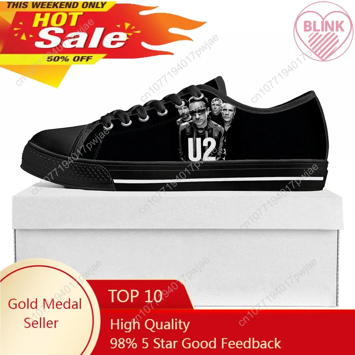 

U2 Rock Band Fashion punk Low Top High Quality Sneakers Mens Womens Teenager Canvas Sneaker Casual Couple Shoes Custom Shoe