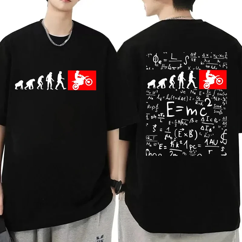 Autocycle Motorbike Speedometer Personalized Human Evolution Motocross Design Print Tees Game Black Tops Vintage T-shirt for Men