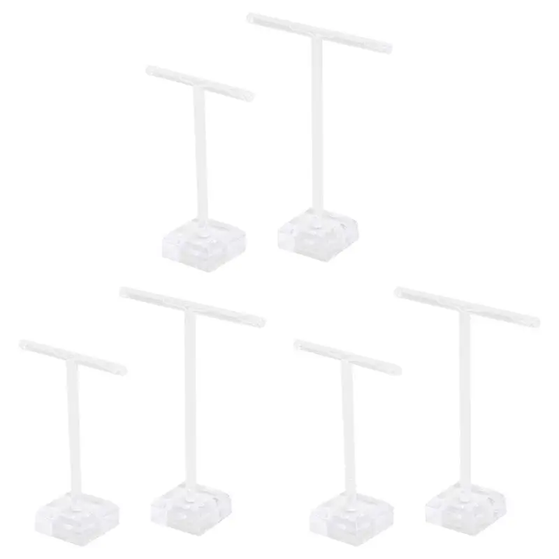 

A95D-6Pcs Акриловые держатели для сережек Т-образная подставка для ювелирных изделий Дерево Ожерелье Серьги Держатель браслета