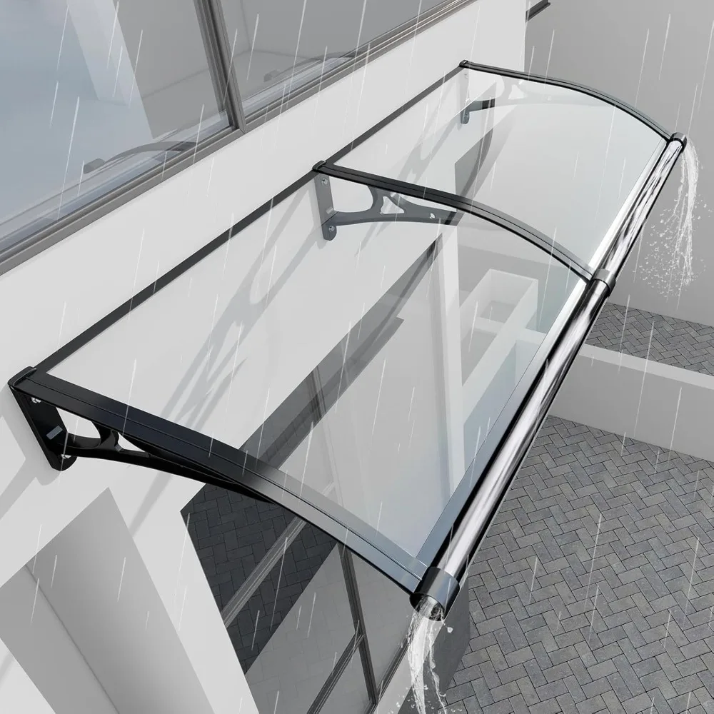 40x60 Inch Awnings for Doors with Drainage Sink, Window Canopy Exterior with Aluminum Alloy Bracket, Solid