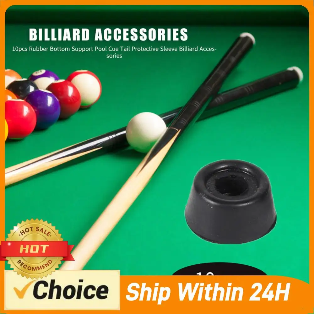 

10pcs Pool Cue Tail Protective Sleeve Billiard Bar Rubber Bottom Support Pad