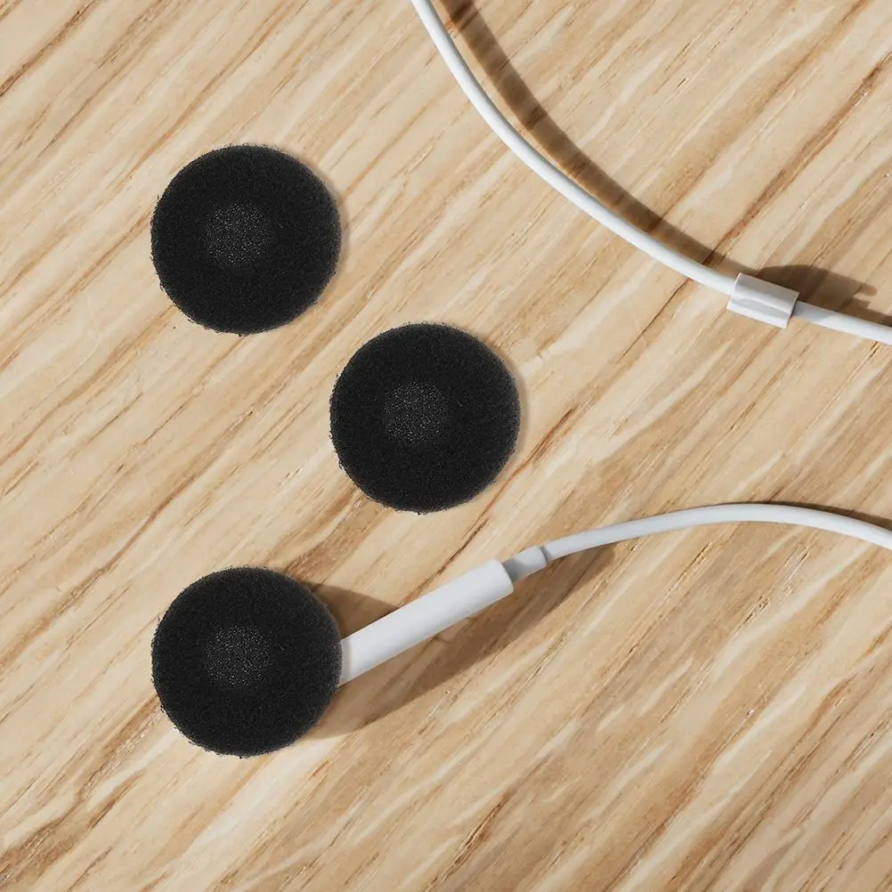 

100Pcs Protective Case Replacement Earphone Covers Cushions Round Soft Earbuds Sponge Soft Sponges Round Soft Sponges Pads Black