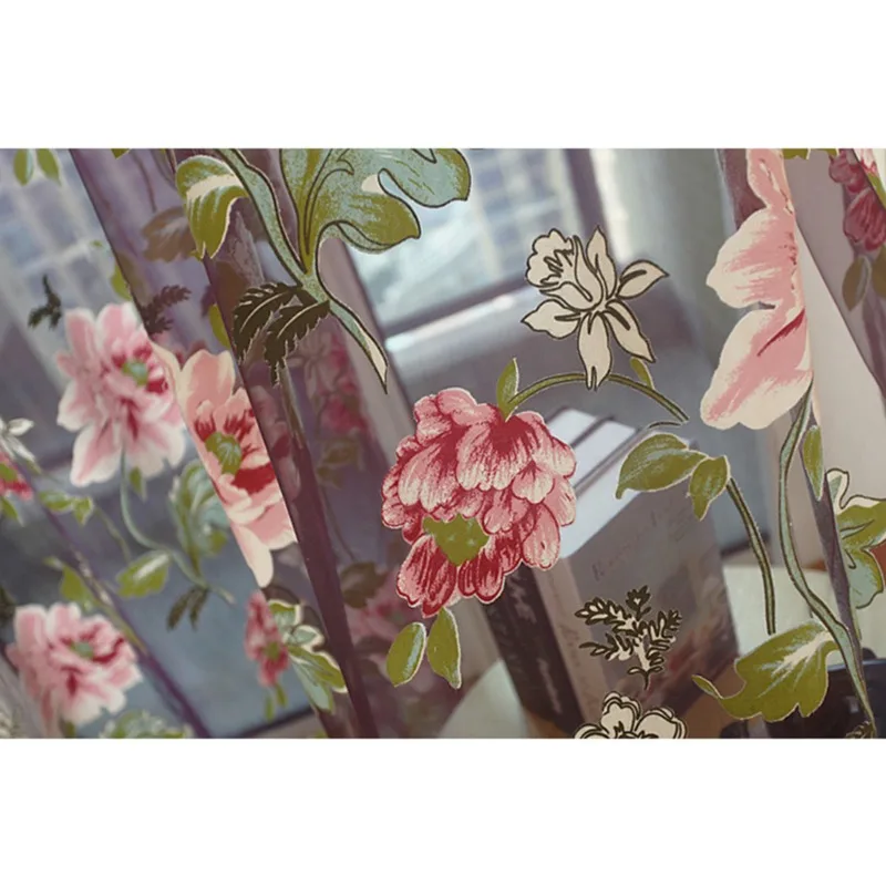 Mordern Room Floral Tulle Window Curtain Fabric Screening Curtain Drape Scarfs Valances Curtains For Living Room