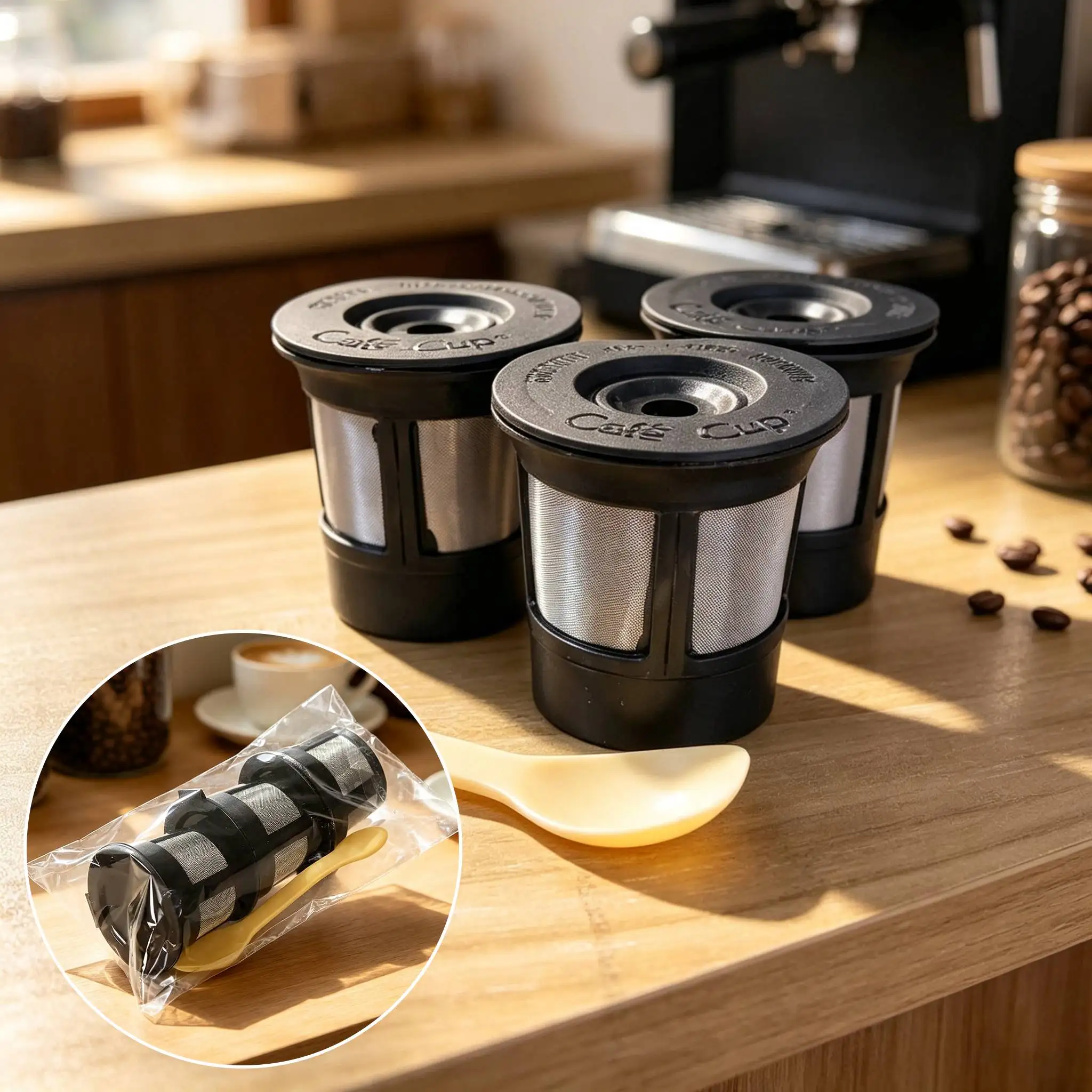 3pcs Reusable Coffee Pods Capsules Adapter Mesh K Cups Espresso Filters For Coffee Makers Home Office Use