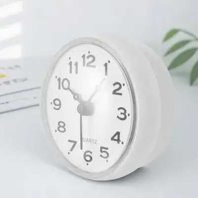 

1pc Waterproof Bathroom Suction Suction Cup Clock Cup Anti-Fog Silent Wall Hanging Clock For Kitchen Mirror Tile Use