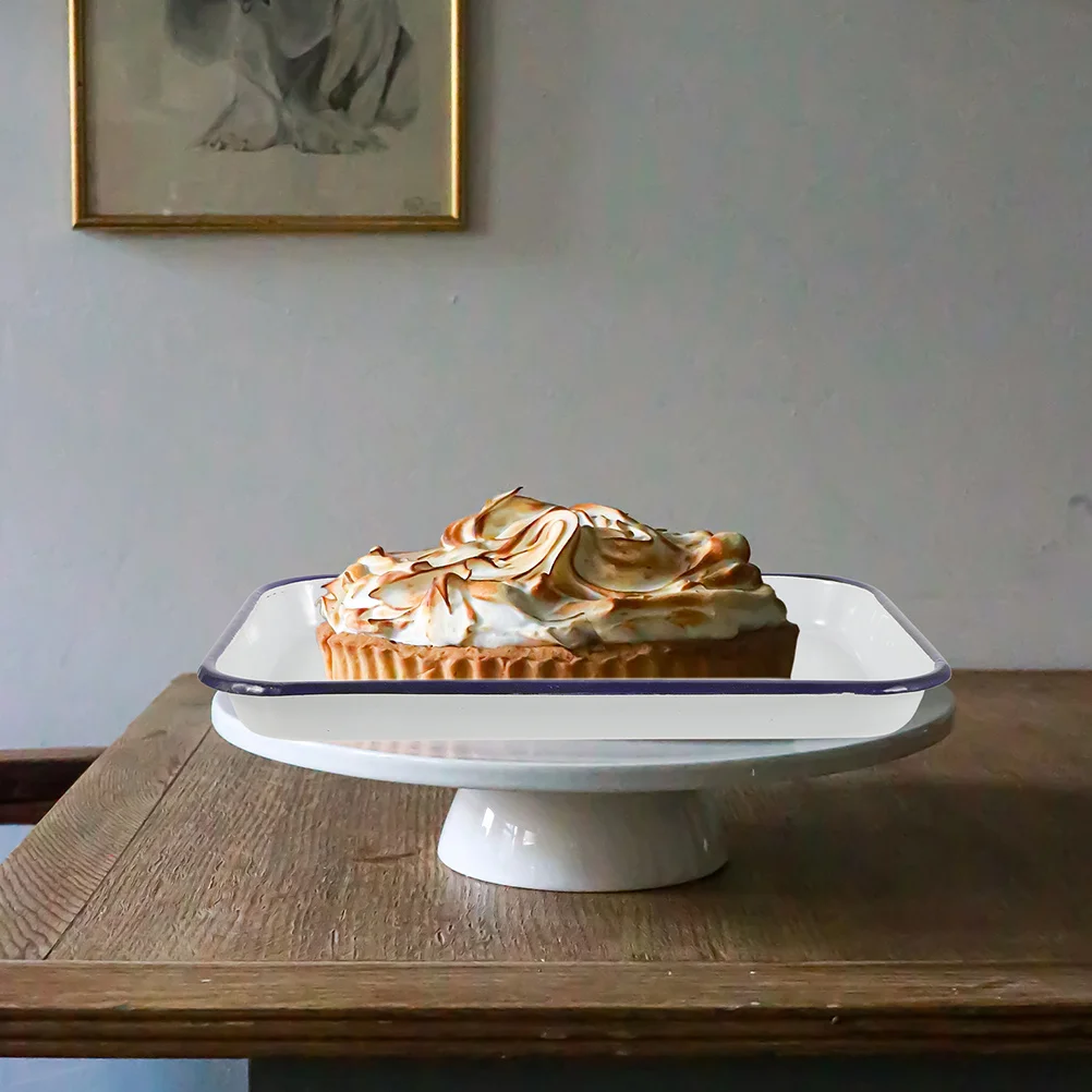 

Rectangular Enamel Tray White Ceramic Non Stick Baking Sheet Pan Oven Pancake Pan Serving Dish Kitchen Use