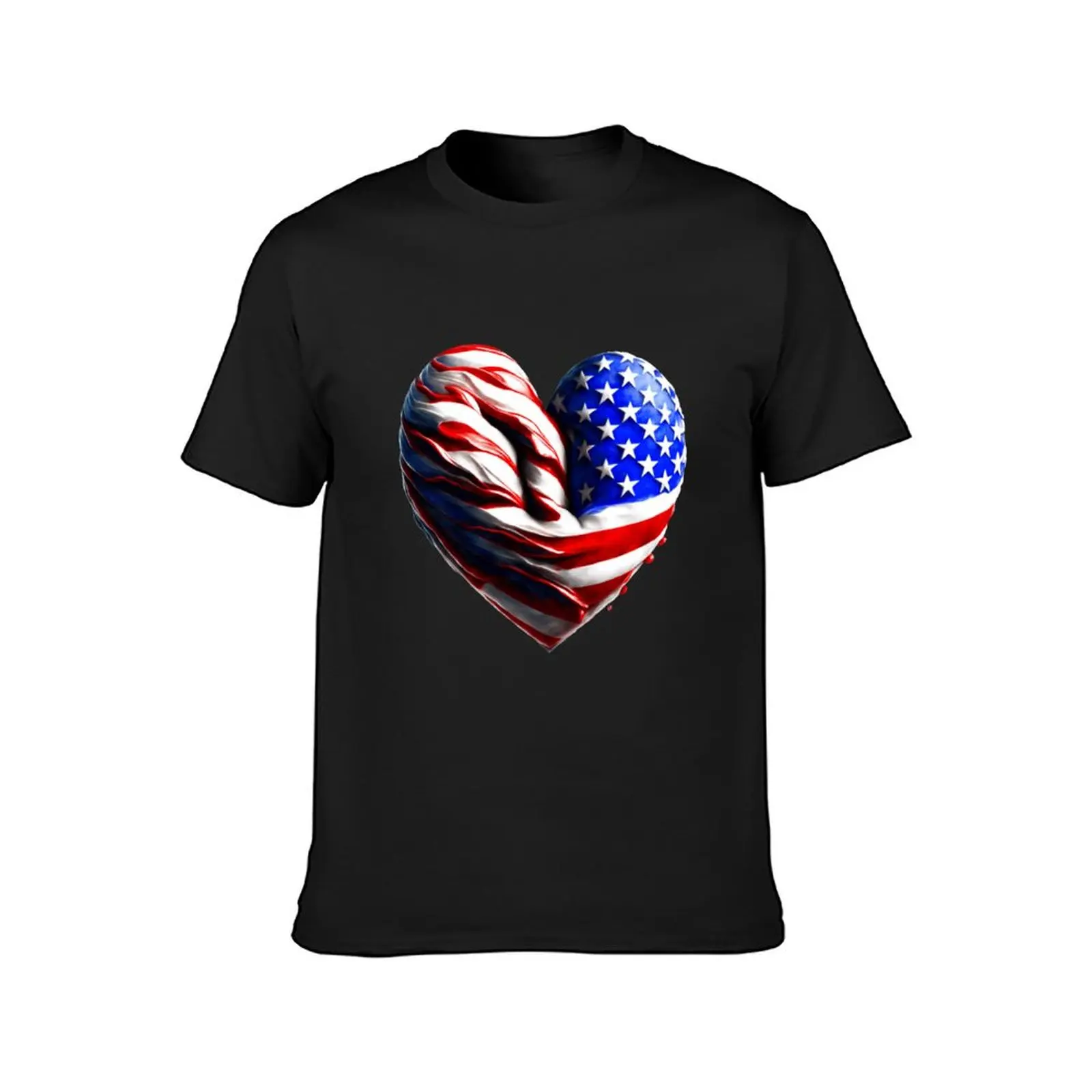 Heart and flag of the United States of America in one 1 T-Shirt plain Blouse mens graphic t-shirts