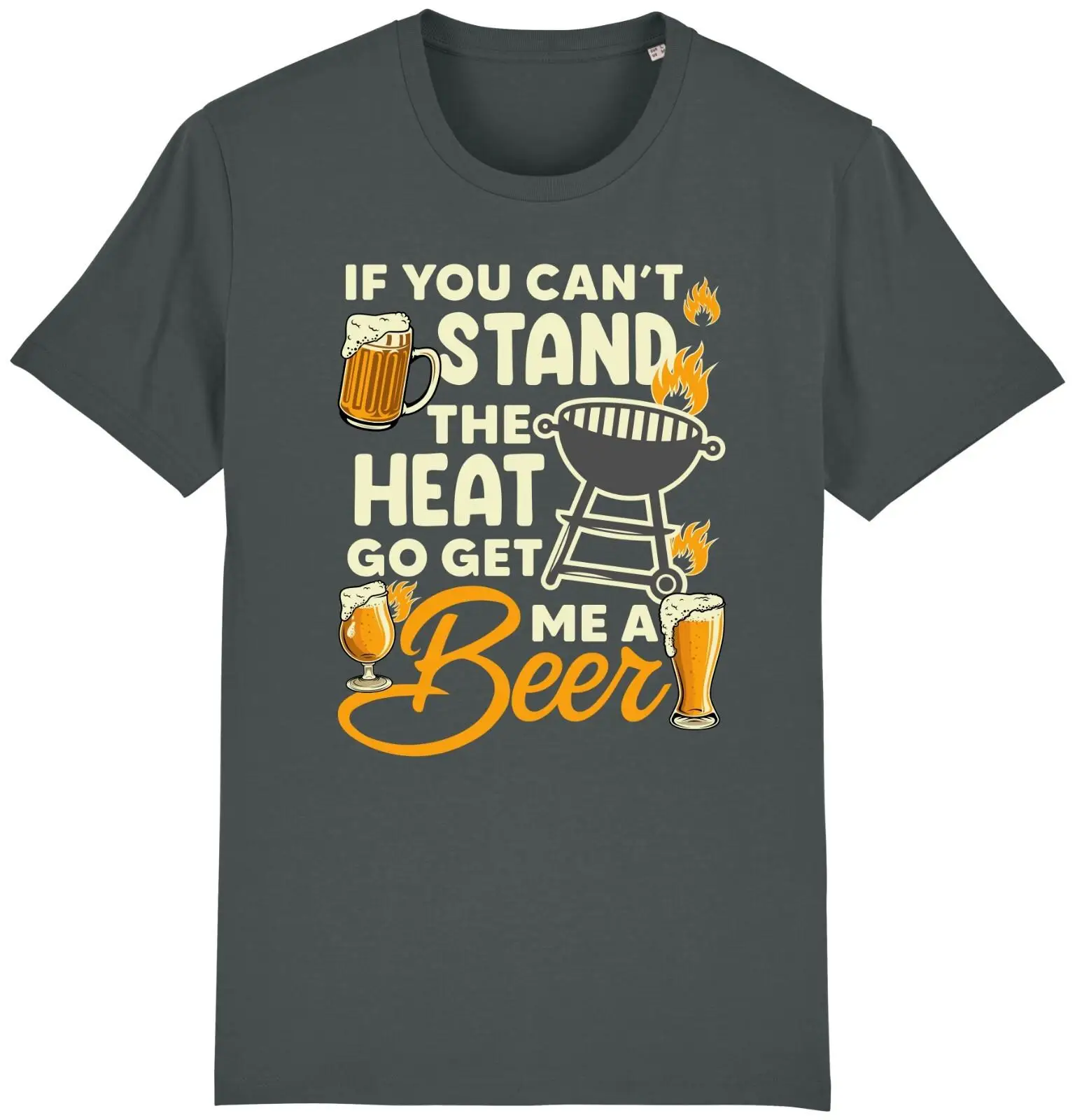 Men's Summer Fashion Casual Short-sleeved Shirt  Can't Handle The Heat Get Me A Beer T-shirt Funny Bbq Meat Dad Fathers Gift Him