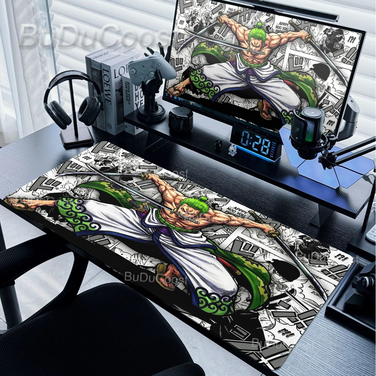 Mouse Pad Gamer Anime One Piece Roronoa Zoro Desk Mat Non-Slip Rubber Laptop Playmat Office PC Accessories XXL Gaming Mousepad