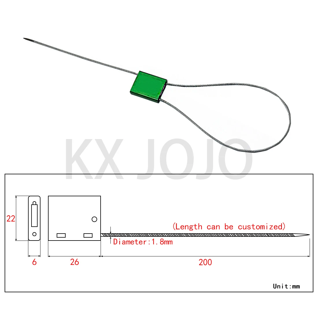 Special Link 100pcs Black High Security Cable Seals 20cm Truck Steel Aluminum Customization