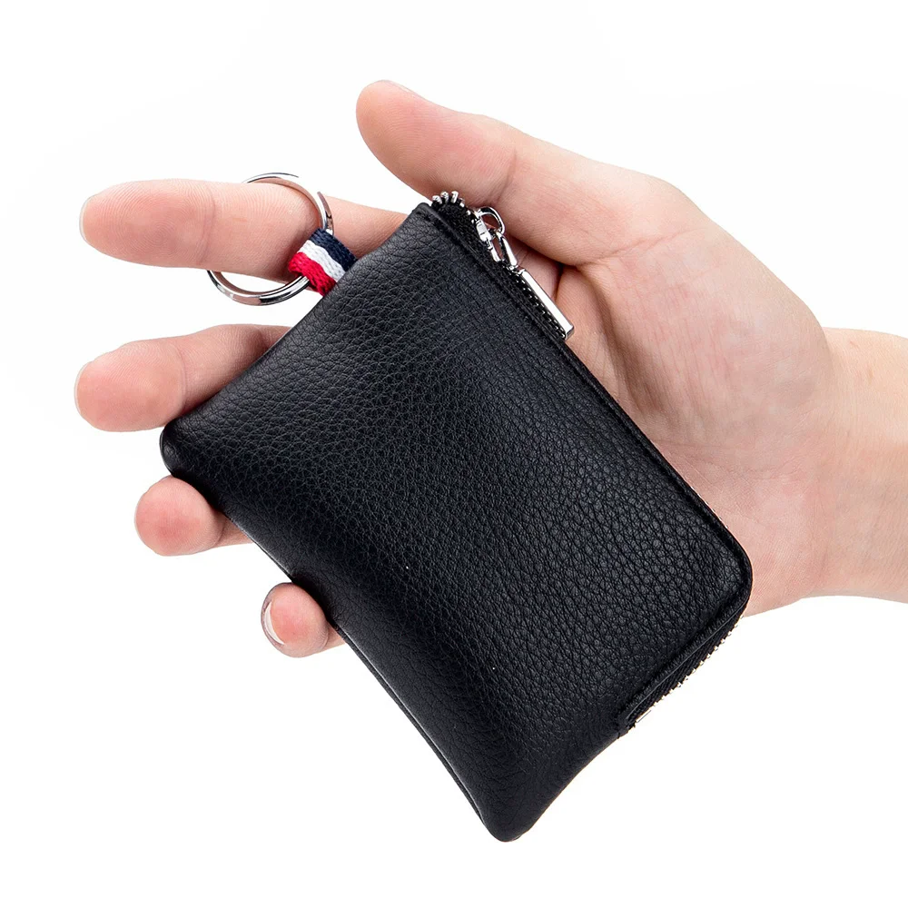 Genuine Leather Key Wallet for Men Women Cowhide Clutch Purse Small Coin Pocket Card Holder Mini Money Bag Portable Clutch Bags