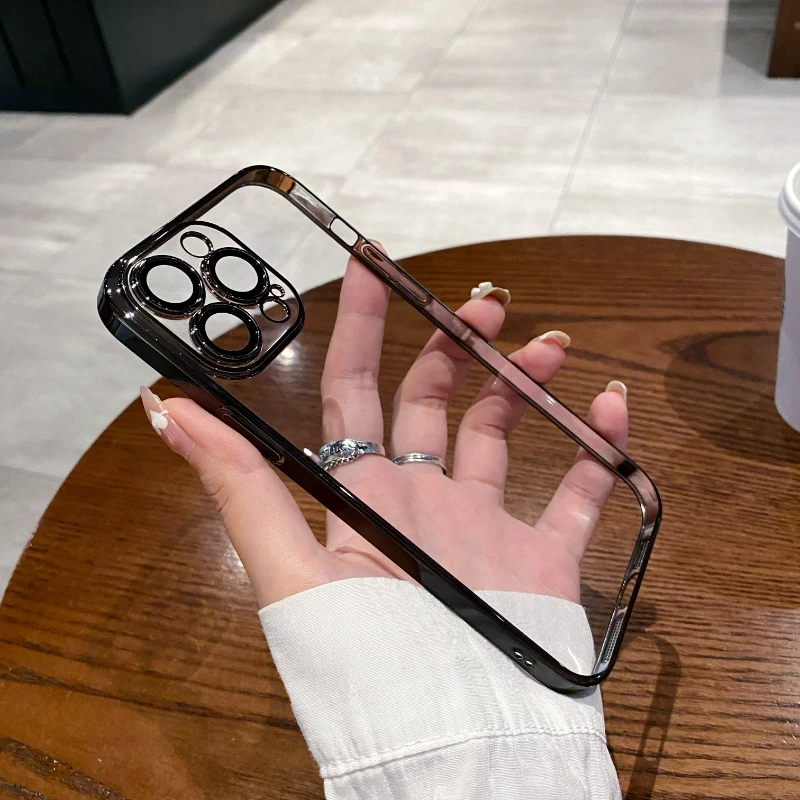 Luxury Electroplated Protection Case For iPhone 16 11 12 13 14 15 Pro Max Xs XR Max Soft Transparent Cover