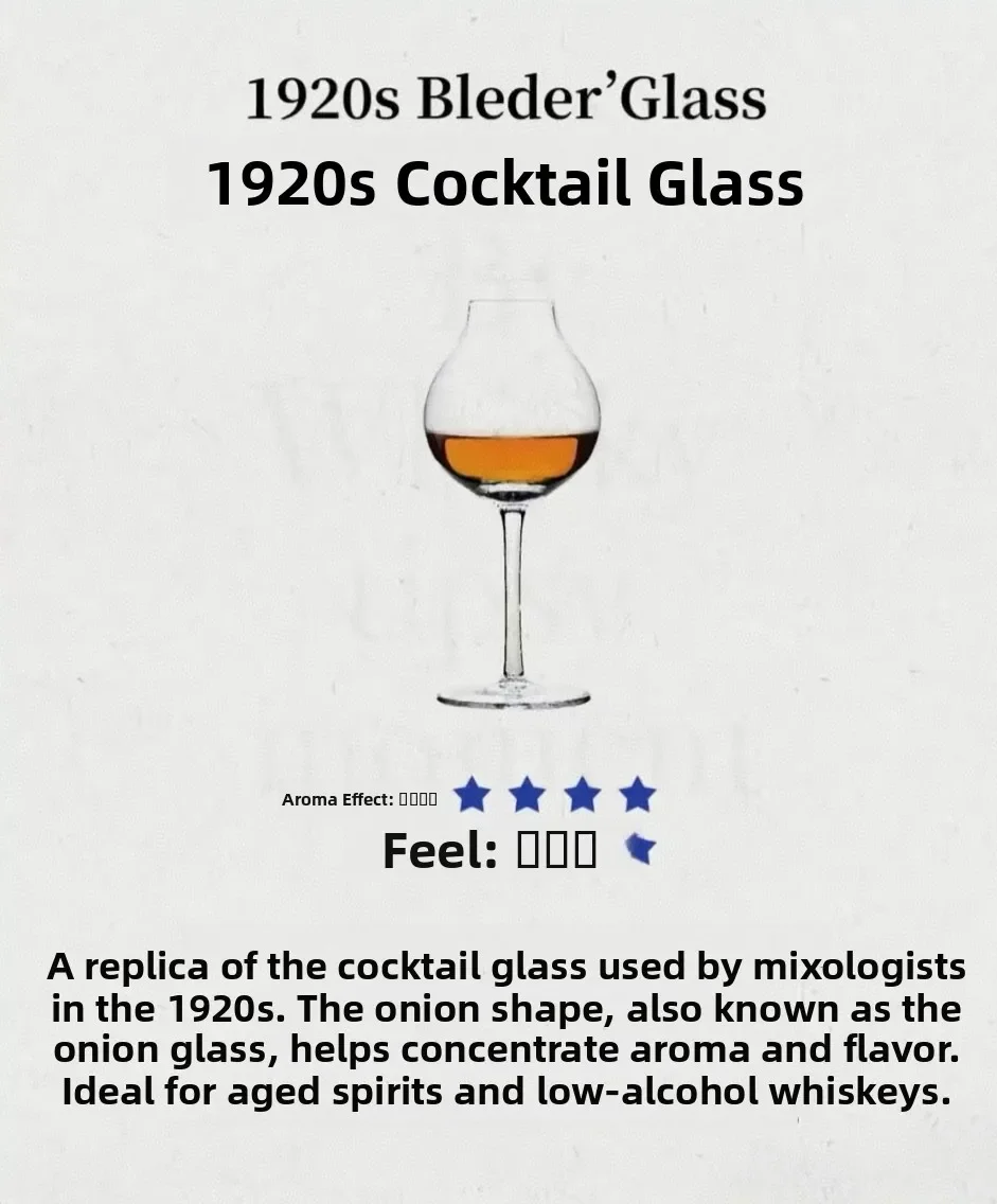 Handmade Premium 1920s Onion Glass Whiskey Old Aged Alcohol Specialty Cup Spirit Tasting Glassware Crystal Glass Cocktail Cup