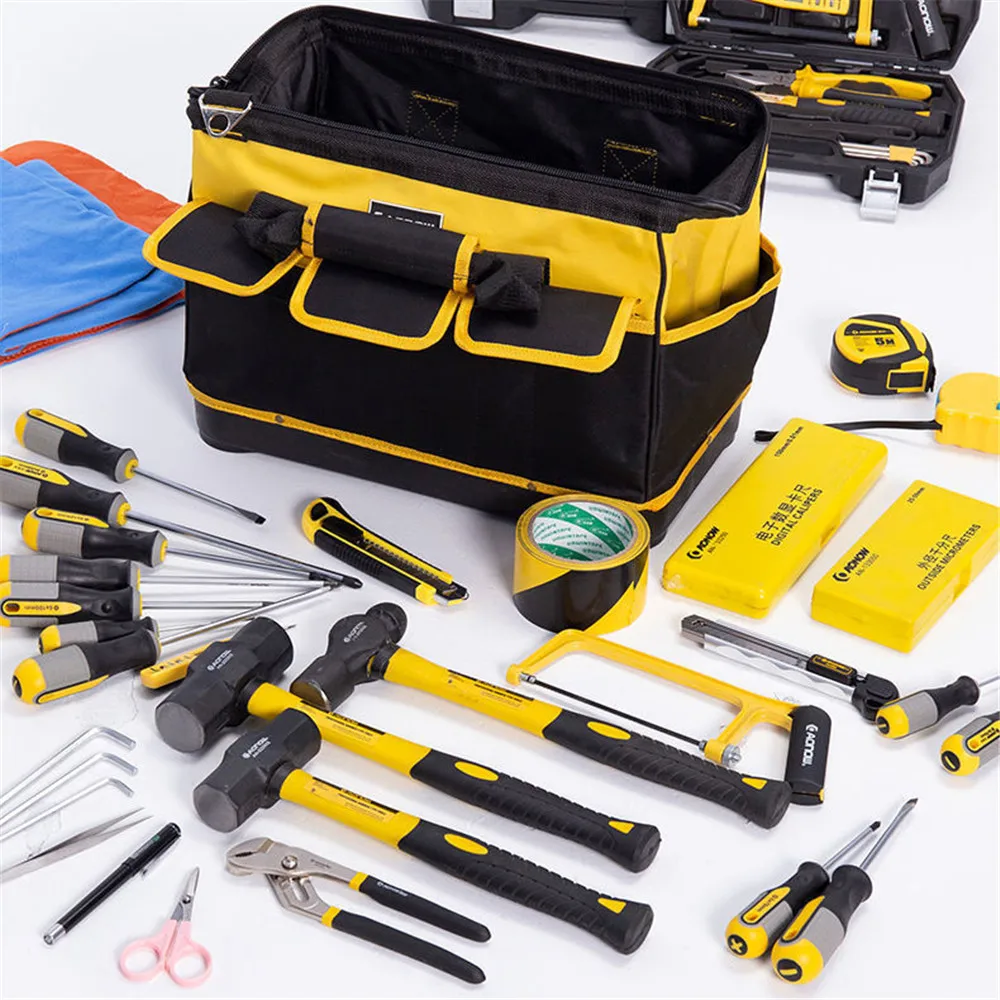 Imagem -02 - Impermeável Resistente ao Desgaste Heavy Duty Tool Bolsa Amarelo Eletricista Bolsa Storage Tool Box 1680d Oxford 14 16 18 20 Novo