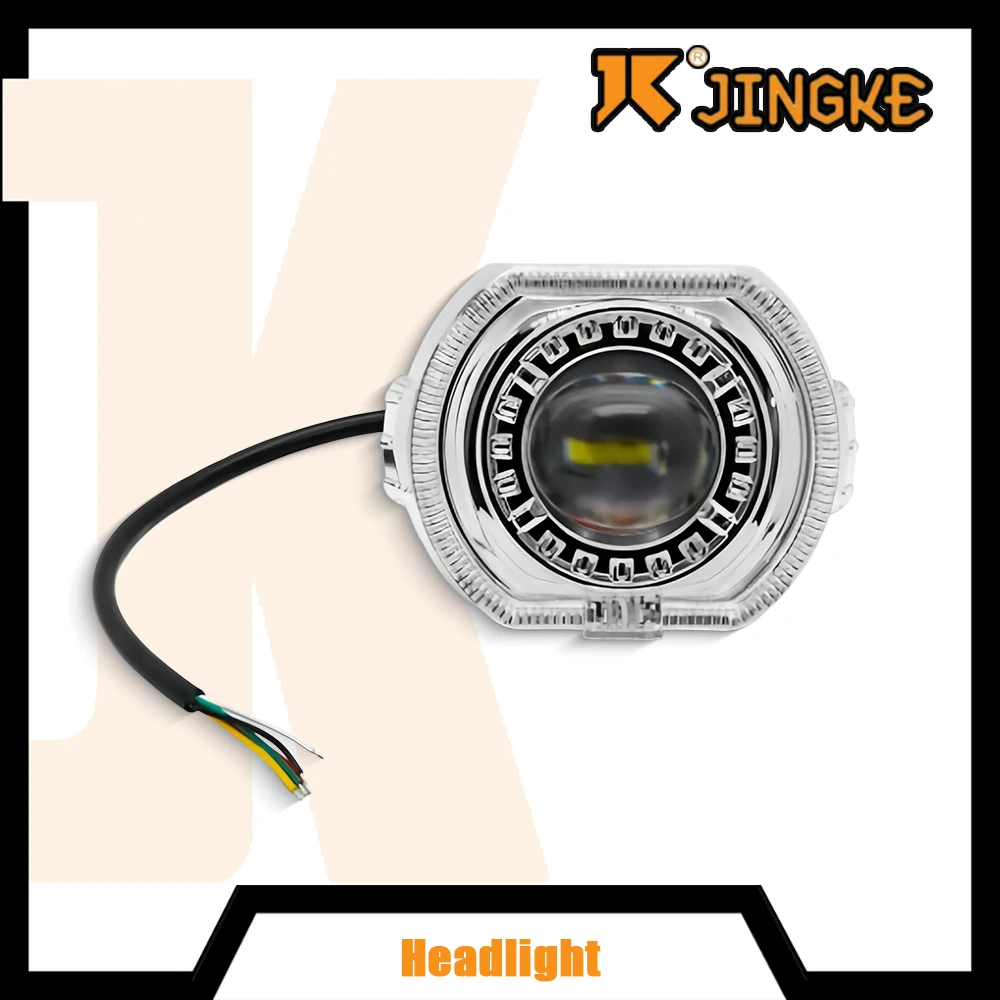

2.5" LED Motorcycle Headlight Projector Lens Dual Halo Angel Demon Eye Hi/Lo Beam Spotlight for Car E-Bike Waterproof DRL