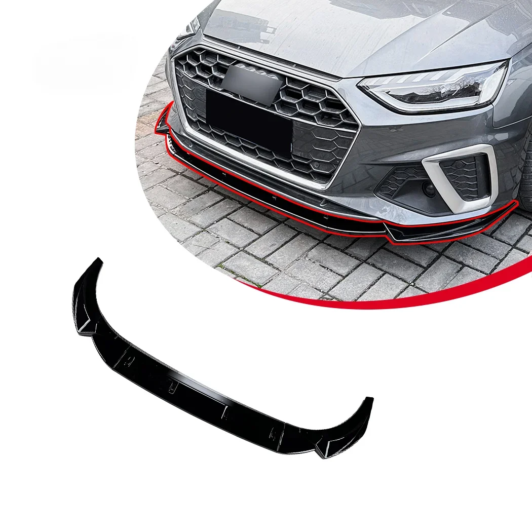 Glossy Black Front Bumper Lip Body Kit Front Splitter For Audi S4 A4 B9.5 Sline 2020+