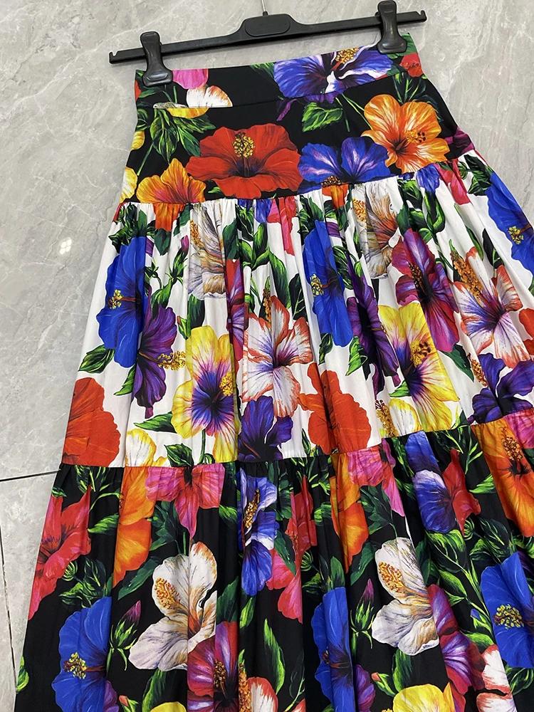 Seifrmann Casual printed cotton two-piece round neck short-sleeved top high waist skirt suit 2026 summer new women's clothing
