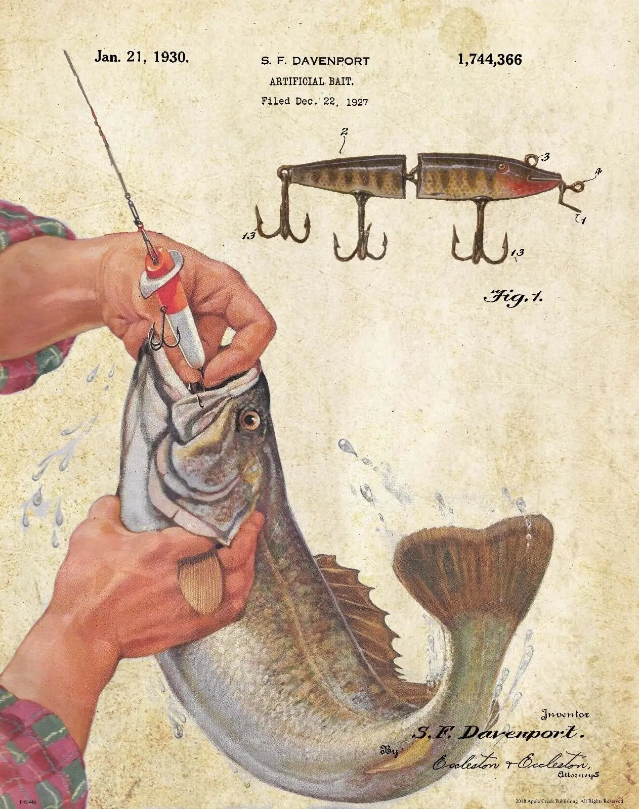 Vintage Creek Chub Fishing Lures Art Picture Print Silk Poster Home Wall Decor