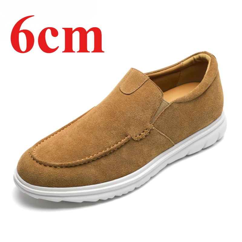 

Height-increasing Shoes for Men's 6cm Daily Casual Loafers Cow Suede Breathable Thick Soled Comfortable Invisible Elevated Shoes
