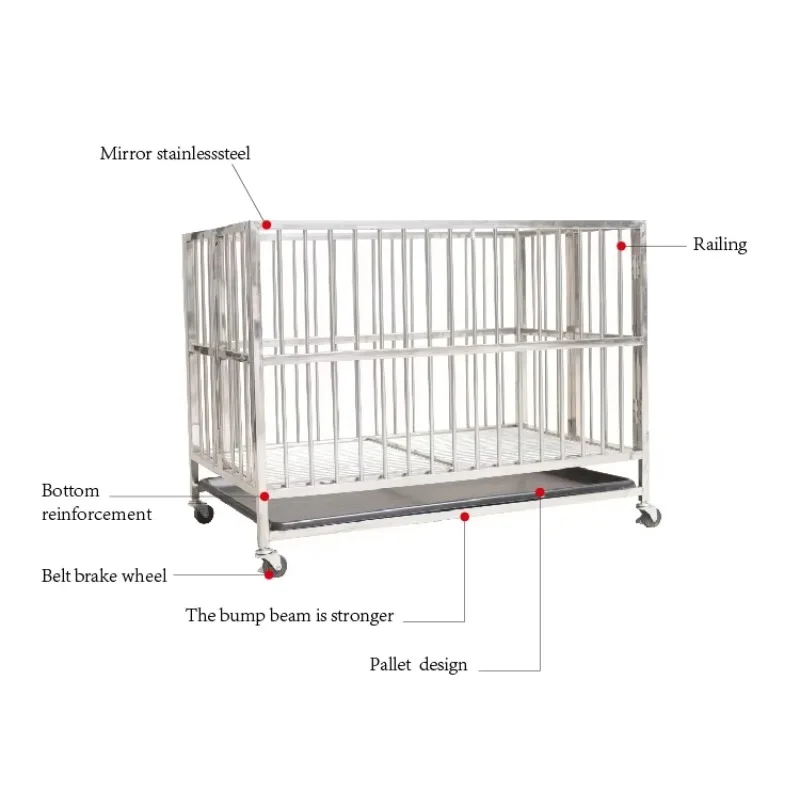 【Hot Sale】EUR PET High Quality Professional Veterinary Folded Stainless Steel Running Hospital Cage Dog Kennel For Vet Clinic