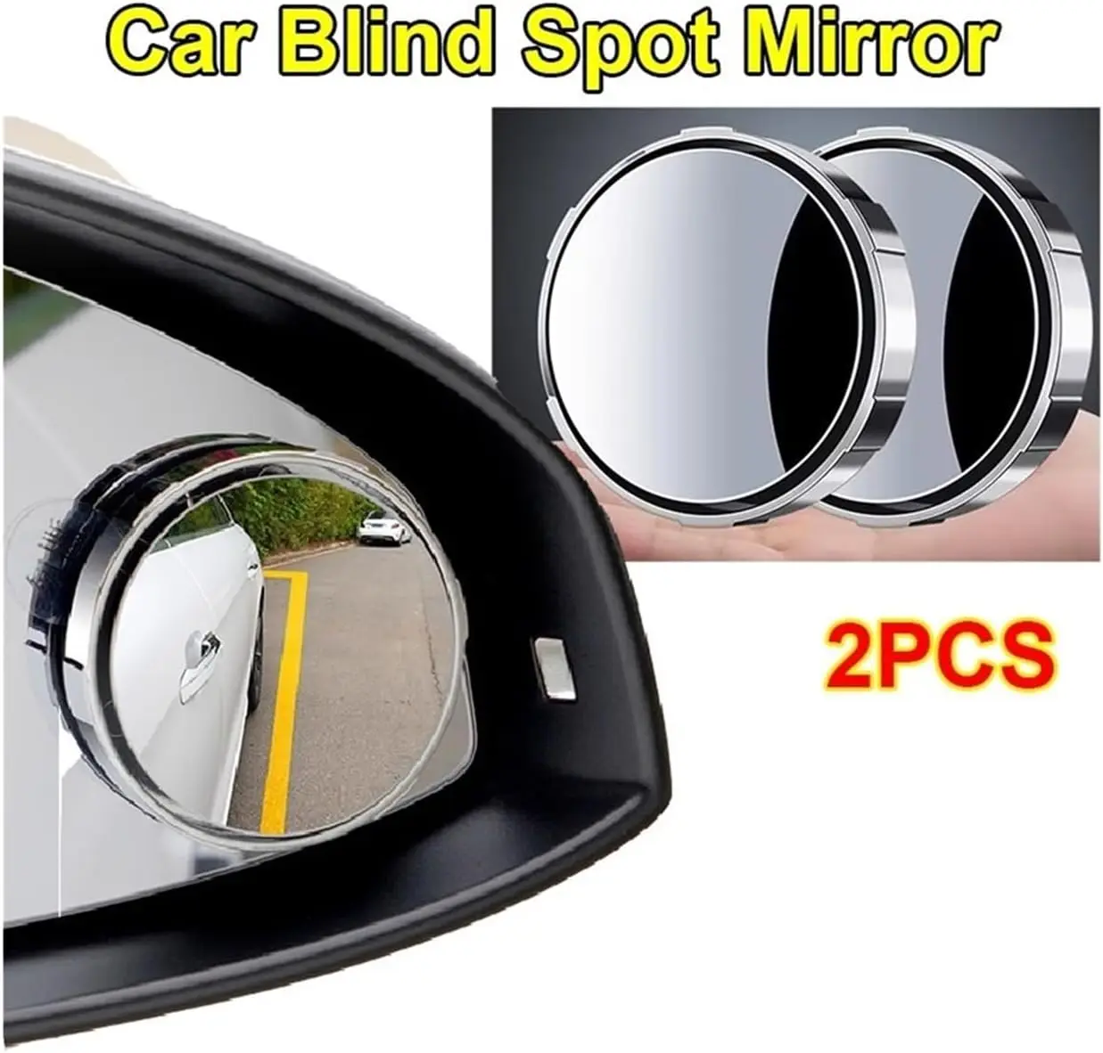 2Pcs Round Frame Convex Blind Spot Mirror Safety Driving Wide-angle 360 Degree Adjustable Clear Rearview Mirror Car Accessories