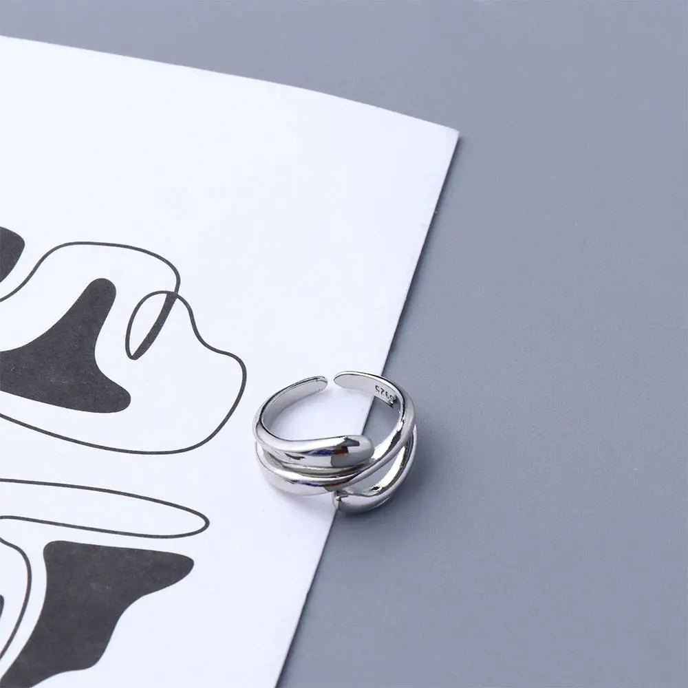 Unique Three Layer Irregular Adjustable Ring Geometry Opening Finger Ring Creative Jewelry Accessories