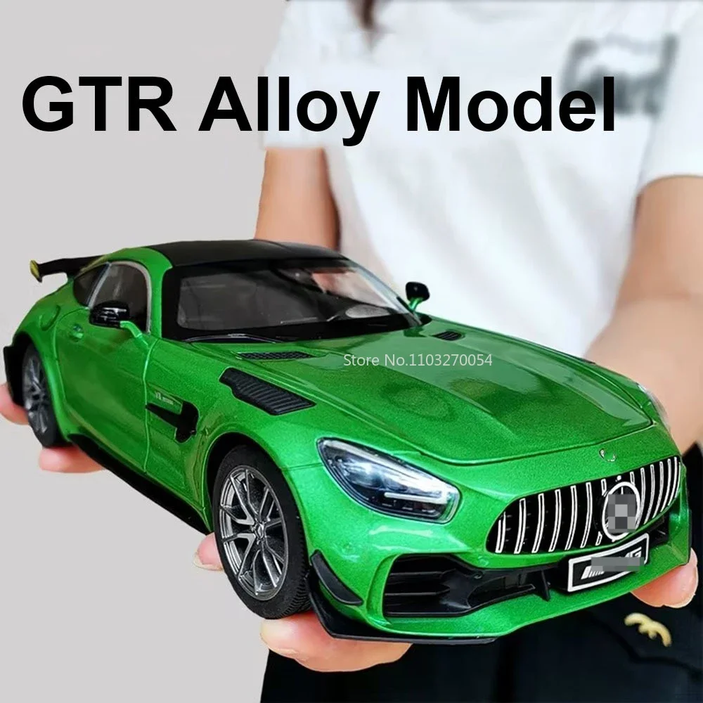 1/18 GTR Green Demon Car Model Toys Alloy Diecasts Metal With Sound Light Super Sport Vehicle Collection For Kids Toy Boys Gifts