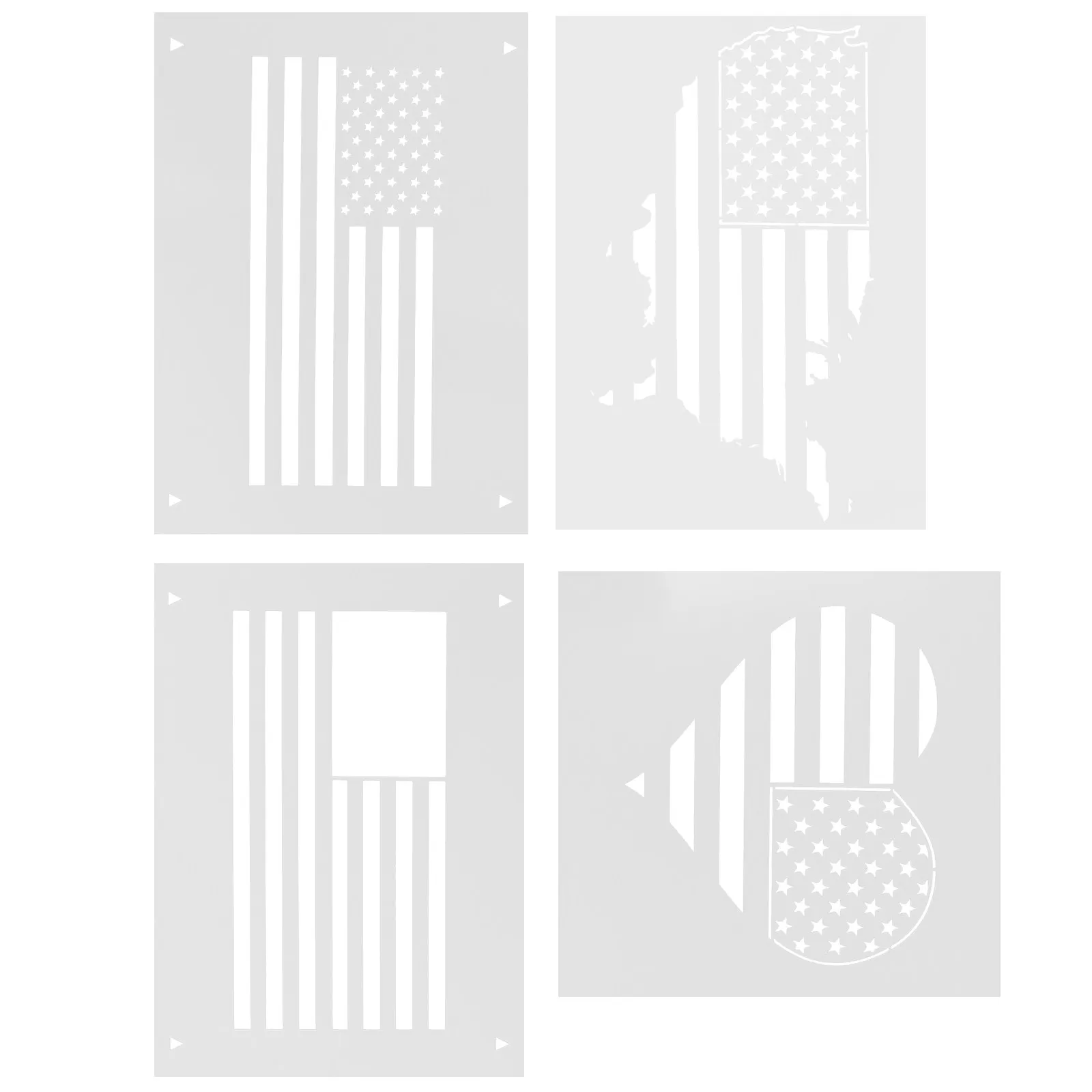 4pcs National Flag Stencil Template Wall Paint Craft Art Plastic DIY Reusable Durable Large Designs Art Supplies