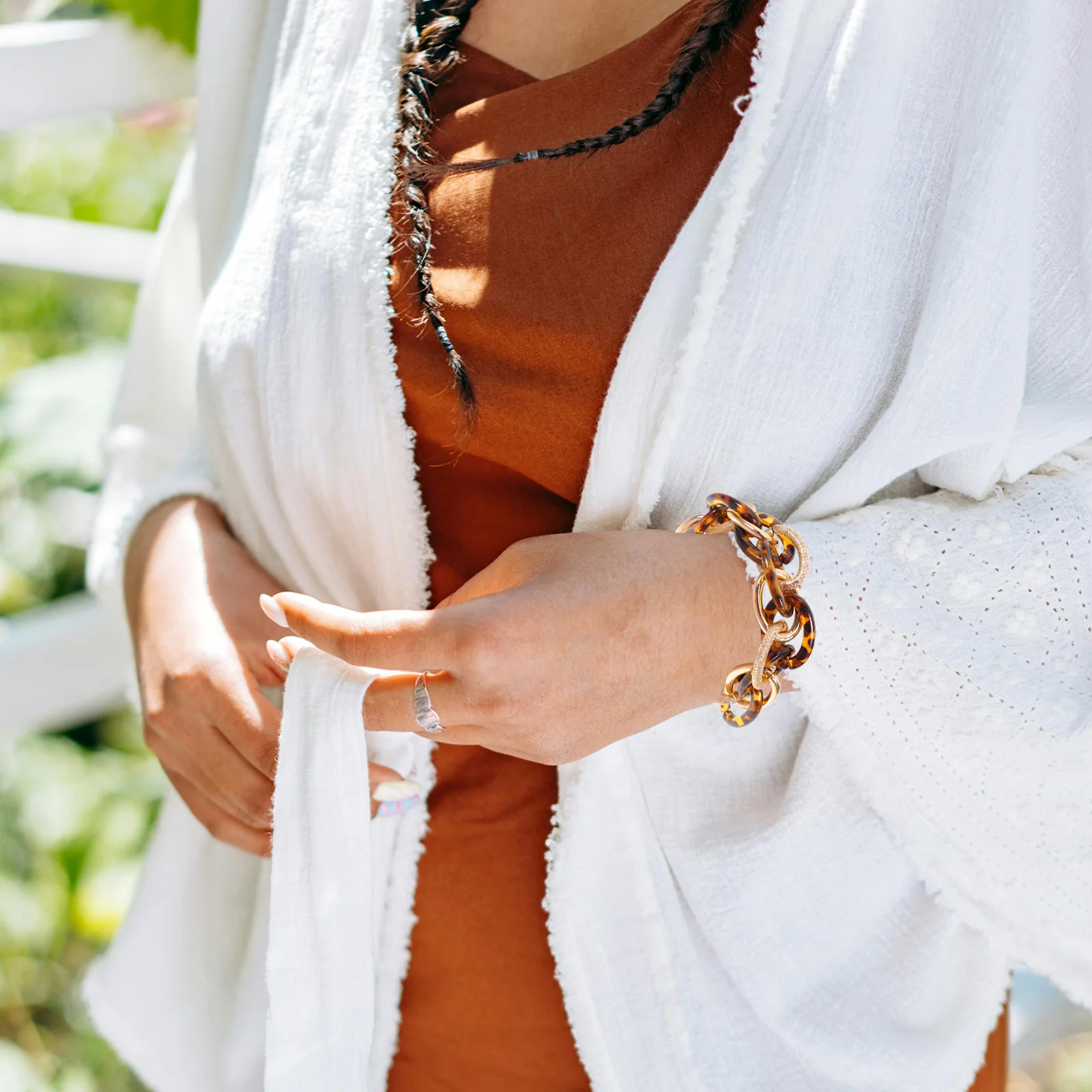 مكتنزة الاكريليك ليوبارد طباعة الطبقات سوار للنساء خمر نمط سلسلة اليد مجوهرات العصرية بيان الإكسسوار #6