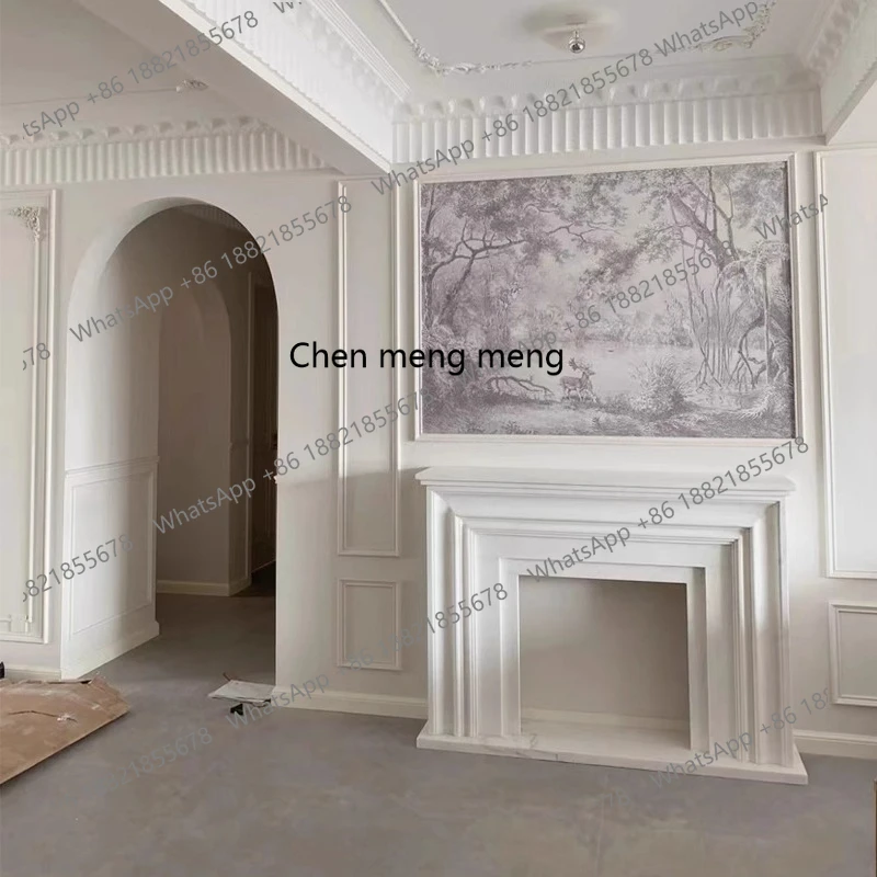 

Marble fireplace, simple living room decorative cabinet, natural white marble stone carving stone fireplace