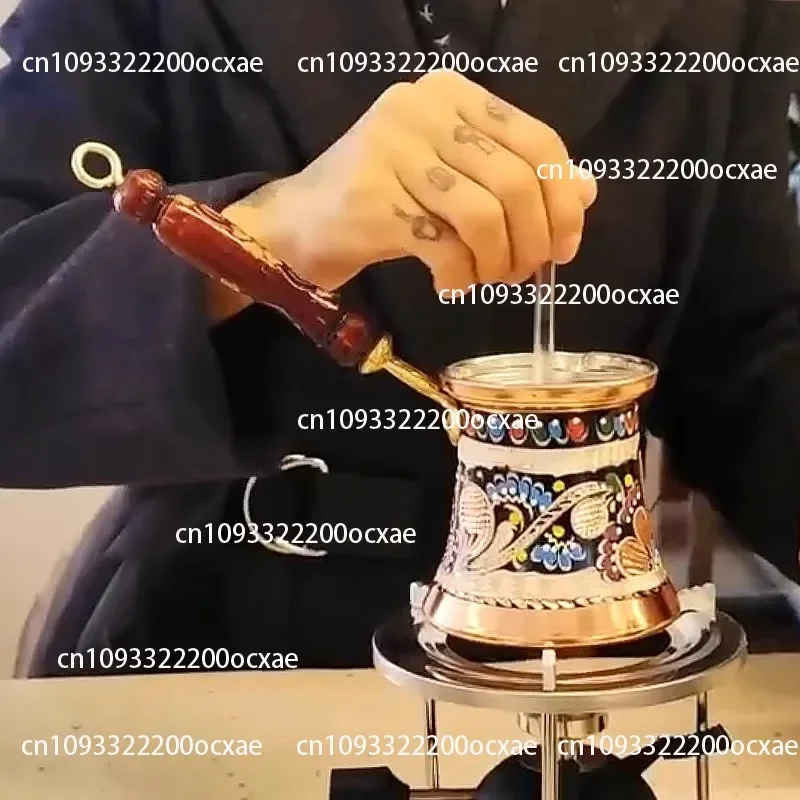 Enamel Coffee Pot Handmade Pure Copper Metal Long Handle Hanging Ear Drip Coffee Pot For Home