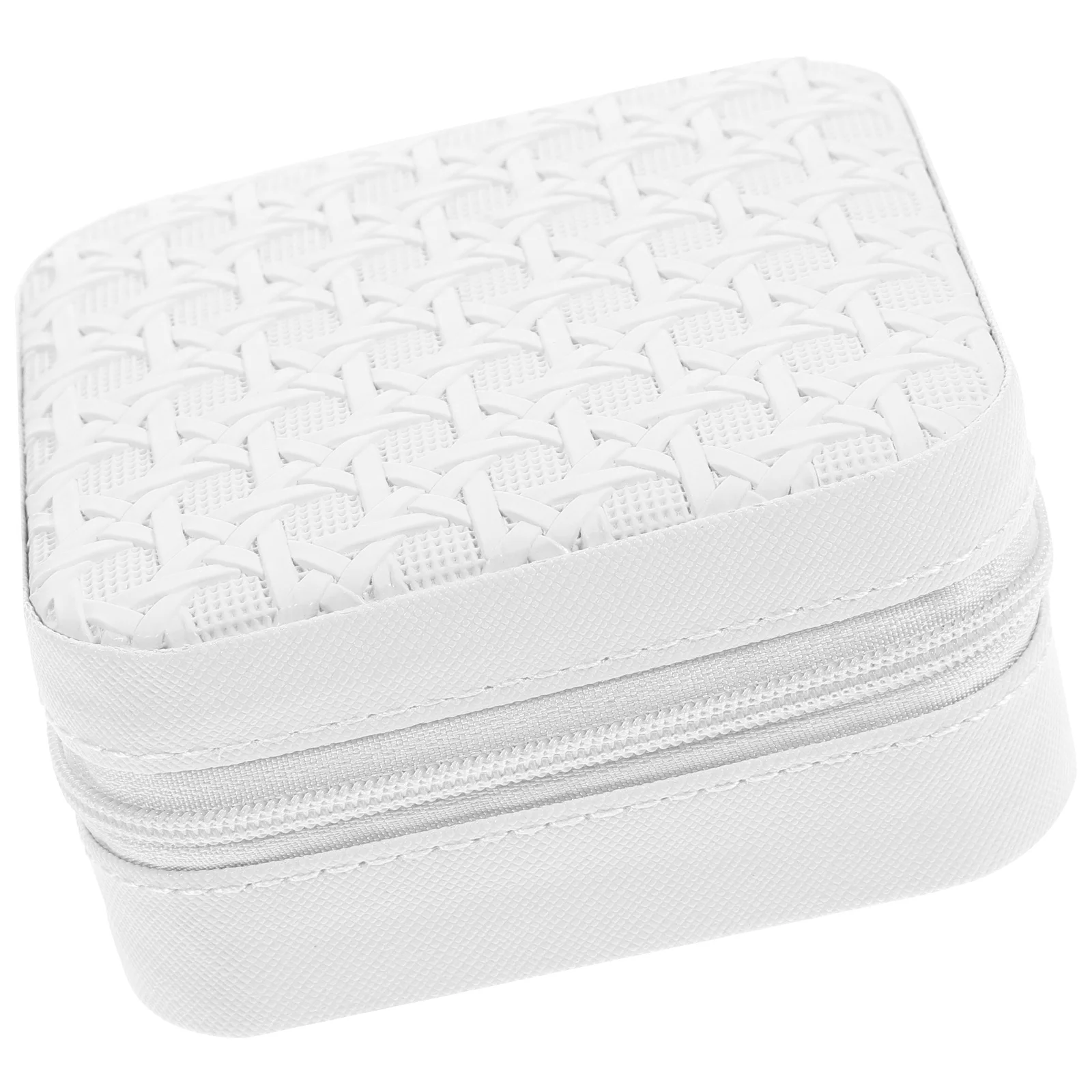 

Portable Jewelry Case Small White Travel ganizer for Women Holds Earrings Necklaces Bracelets Brooches Lightweight Compact