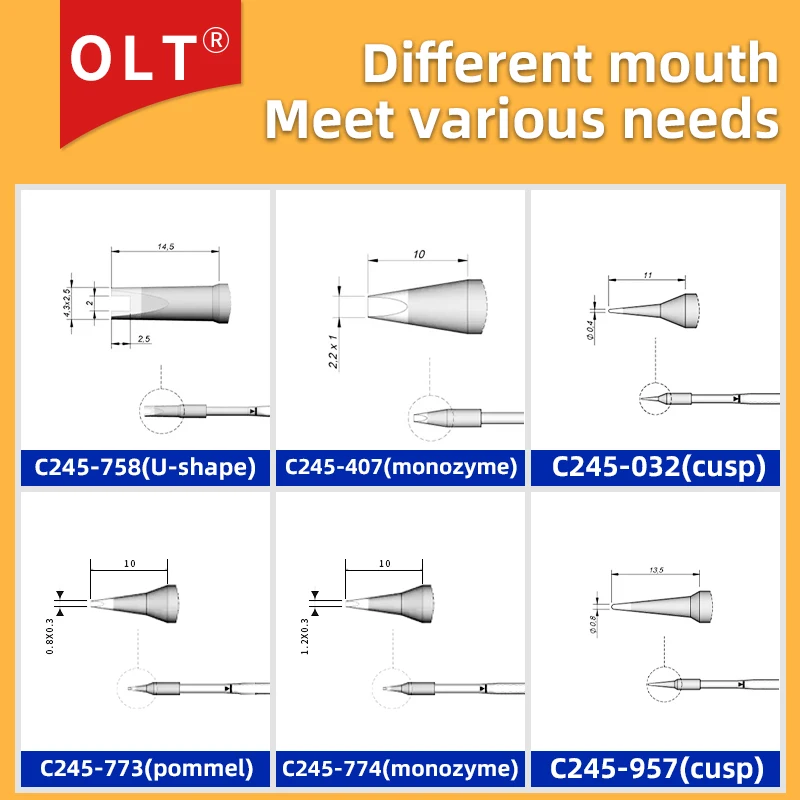 c245 tip set for JBC iron soldering station c245-758 C245-759 C245-406 C245-407 C245-032 C245-774 C245-773 C245-061