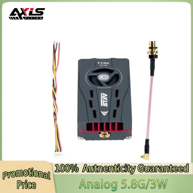 

Axisflying TERK Max 5.8G 3W VTX Fan with CNC Heat Sink Dual Function-Buttons Built in MIC Silent for Long Range RC FPV Drone