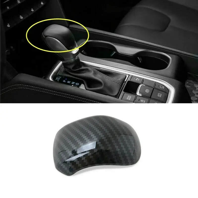 Carbon Fiber style Gear Shift Knob Head Cover Trim For Hyundai Santa Fe 2019 2020 2021 Car Interior Accessories