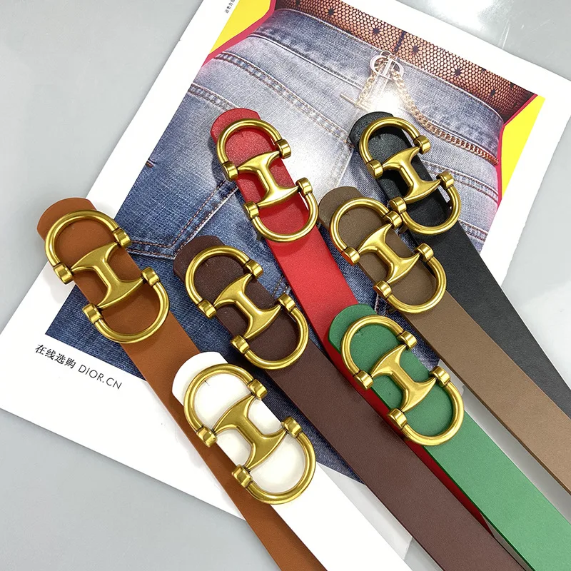 Fashionable Wine Red Women's Belt Decorative Trendy Waistband Versatile Stylish Belt for Ladies Korean Style Belt