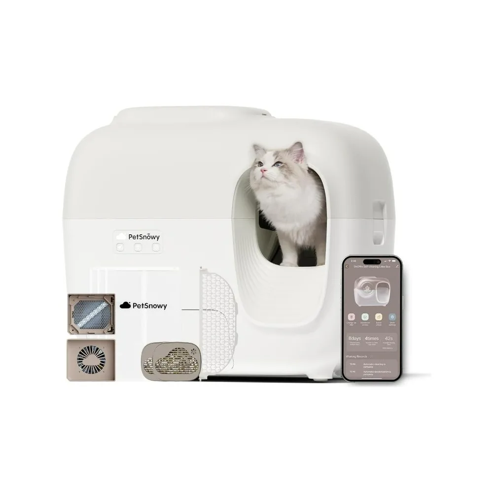 

Snow+ Self Cleaning Automatic Litter Box with Zero Odor TiO2 System Automatic Cat Litter Box Self Cleaning for 3.3-20 lbs