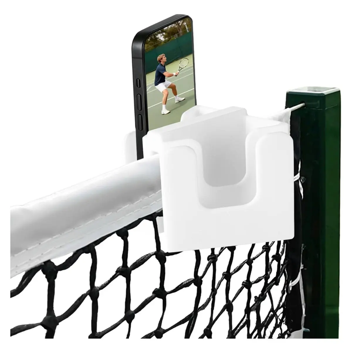 Tennis Net Phone Holder, 3D Printed Dual-View Camera Mount 30° Golden Angle Dual Holders Simul Rec