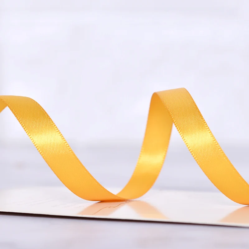 YAMA 100yards Single Face Satin Gold Ribbon 6 9 13 16 19 22 mm Fabric Yellow for Party Wedding Decoration Handmade Gift Ribbons