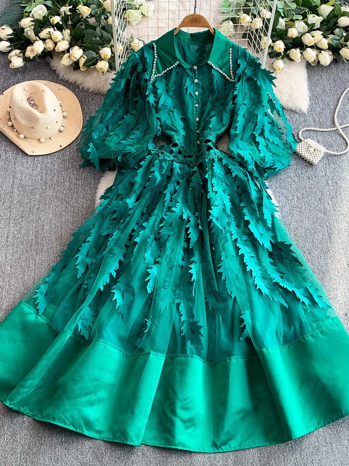 تنورة Ele Lace Sve Dr للسيدات بخصر عالٍ على شكل حرف a مطرزة ثقيلة على شكل شجرة كرمة فانوس Sve Dr Sophistied Sle