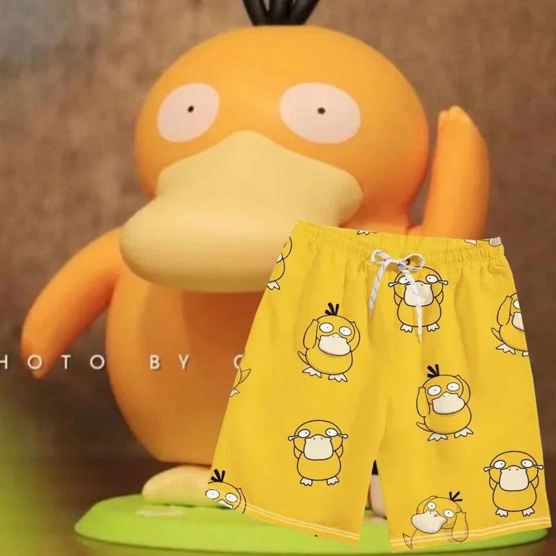 Psyduck Summer Cartoon Anime Men Short Men Fashion Beachwear Print Quick Dry Shorts Drawstring Sportwear Mens Short