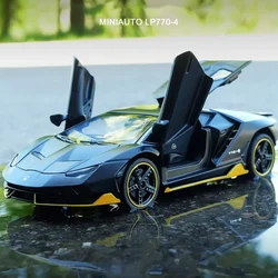 Lamborghinis LP770-4 750 Alloy Sports Car Model, Diecasts Metal, Pull Back, Som e Luz, Coleção De Brinquedos, Presente Para Crianças, 1:32