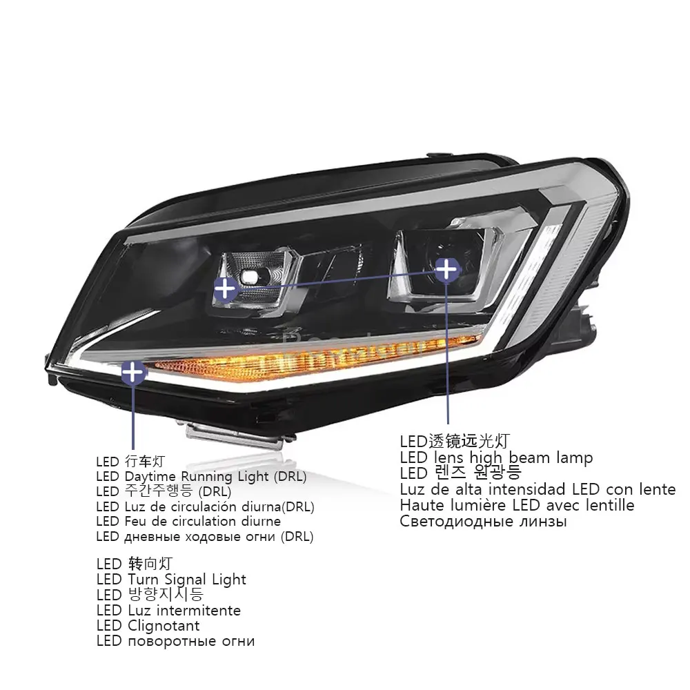 LED Projectors Headlights for VW Caddy MK4 2015-2019 LED Dynamic Traffic signal Lights Front Headlamps Upgrade Car Accessories