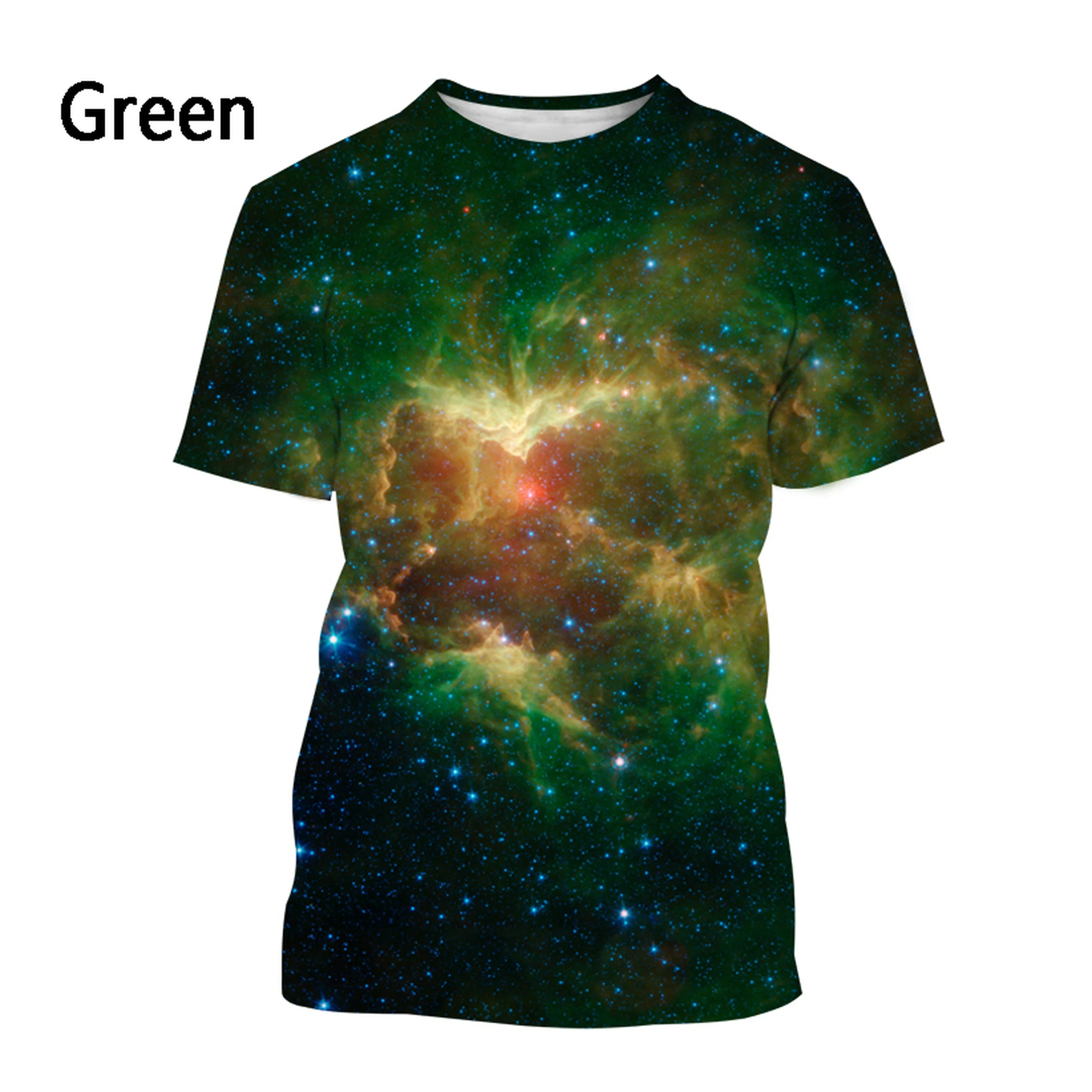 تي شيرت رجالي مطبوع عليه سماء مرصعة بالنصر ثلاثي الأبعاد ، تي شيرت غير رسمي بأكمام قصيرة للسيدات ، موضة الصيف ، جديد