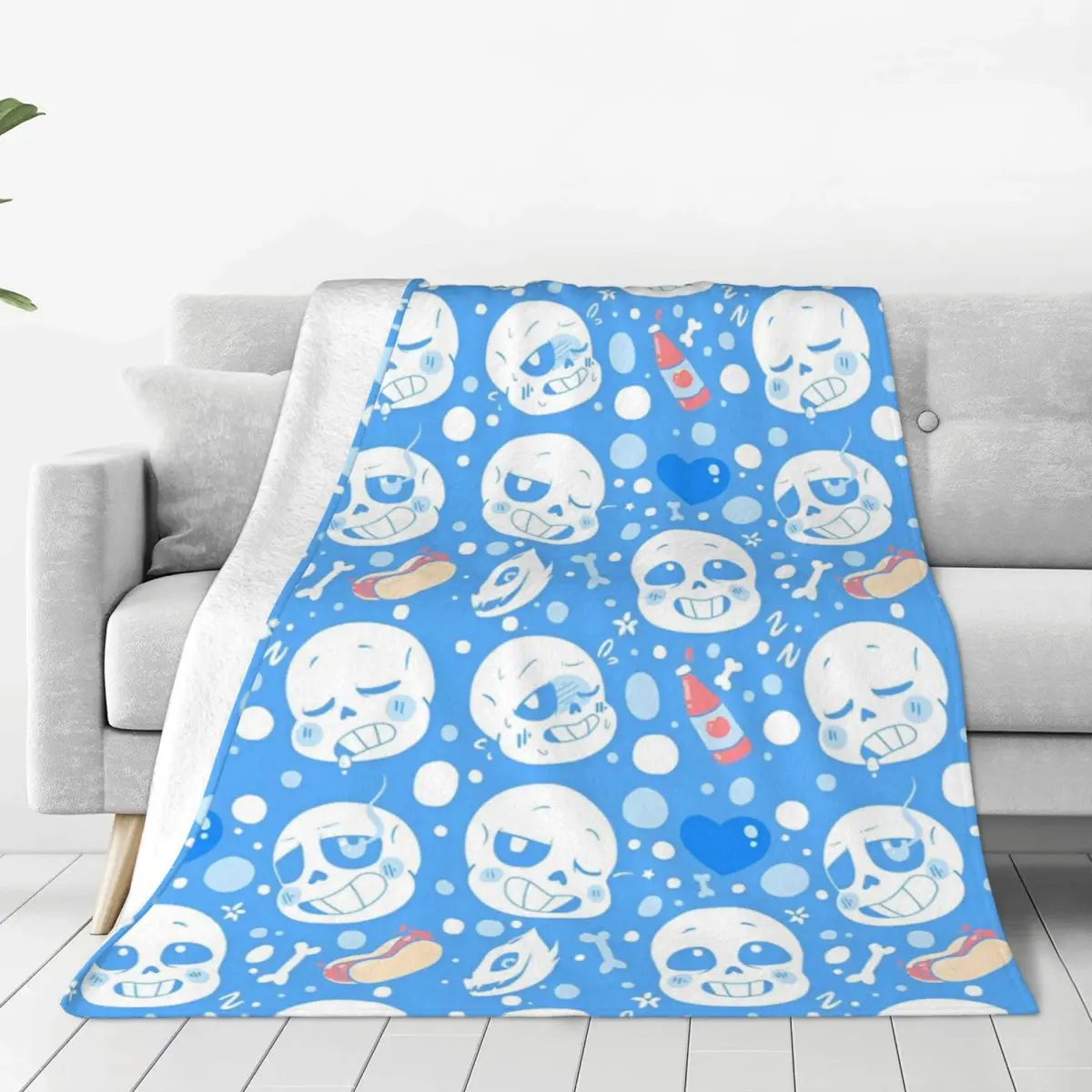 Undertale Sans Game Skeleton Cartoon Knitted Blanket Anime Fleece Throw Blanket Couch Printed Ultra-Soft Warm Breathable Quilt