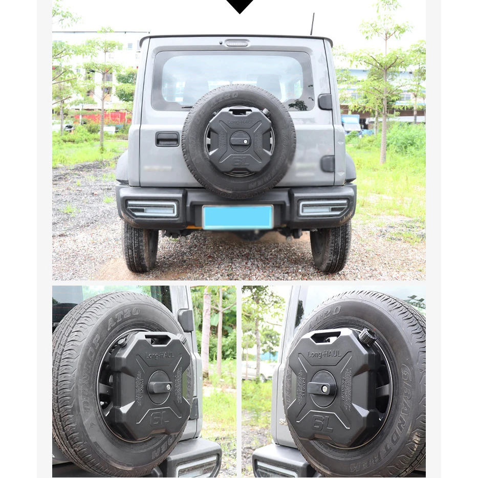 6L Lockable Fuel Water Tank for Suzuki Jimny JB74 2019-, Spare Wheel Mount Jerry Can with Tap, Overland Camping,JMN139