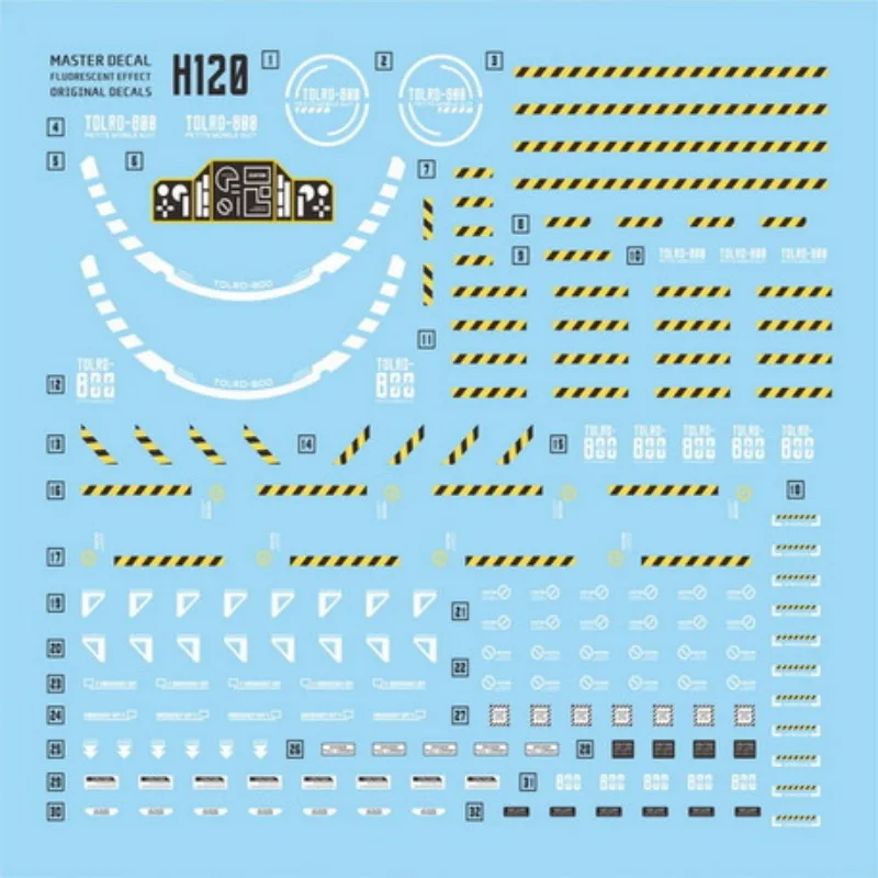 Master Ultra HD High Precision Fluorescent Water Decals H120 For HG 1/144 Tolro 800 Hobby Model Building DIY Replacement Decor