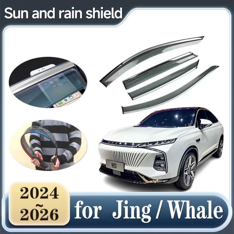 For Roewe Jing Whale MG Whale 2024 2025 2026 Window Door Visors Deflectors Guard Covers Trim Windshield Sun Wind Car Accessories